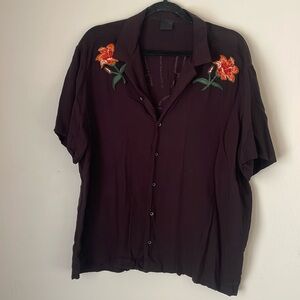 Black shirt from Asos with flowers patch